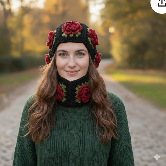 Balaclava Granny Square vintage hat handmade crochet - Picture 8 of 13